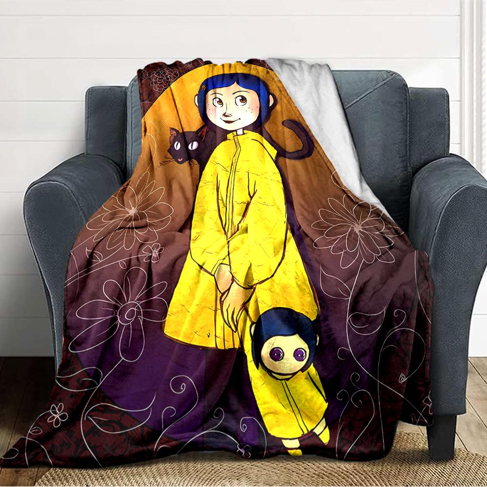 1pc Coraline (5) Blanket, Gift, for Men and Women, Soft Blanket, Good for Sofa Bed Couch Travel, Lightweight Flannel Blanket