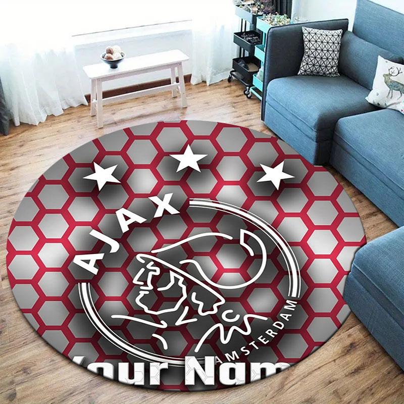 AFC Ajax Custom Name Round Area Rug,Carpet Rug for Living Room Bedroom Sofa Playroom Decor,Non-slip Floor Mat