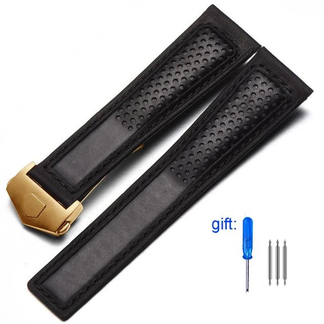 Genuine Leather Watch Band For Tag Heuer Carrera Diving Monaco F1 Series Breathable Watch Straps 22mm Men's Watch Chain