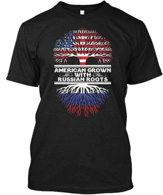 American Grown With Russian Roots T-Shirt Made in the USA Size S to 5XL