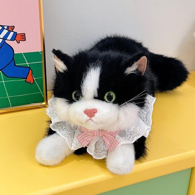 Мягкая Говорящая Плюшевая Игрушка Кошка Симуляция Куклы-Тряпичной Куклы с Слюнявчиком Очаровательная Мягконабивная Игрушка для Стола Спальни
