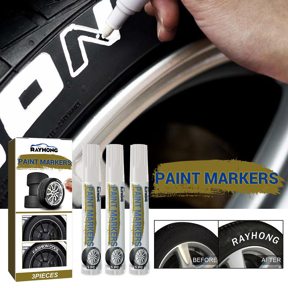 6pcs White Waterproof Cars Wheel Tire Oily Mark Pen Auto Rubber Tyre Paint Pen Cd Metal Permanent Paint Marker Graffiti Touch Up
