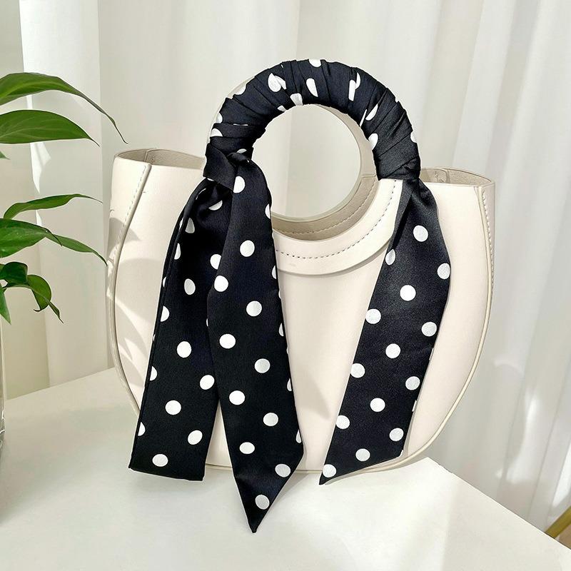Black Polka Dot Silk Scarf, New Versatile Light Luxury High-end Neck Tie, Shirt Tie Scarf Tie Bag Ribbon Headband