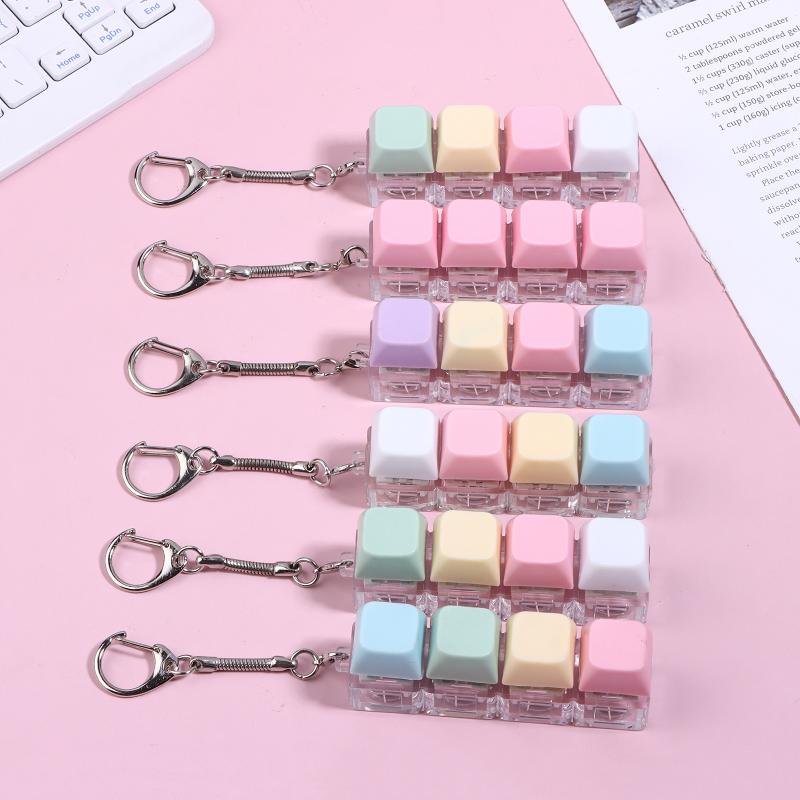 Stress Relief Fidget Keychain Keyboard Keycap DIY Clicker Toy 1PC Handheld Gadget for Work Study Travel School