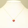 Blood Red Coral Black Pearl Reversible Heart Necklace Pendant Gold Filled Undyed
