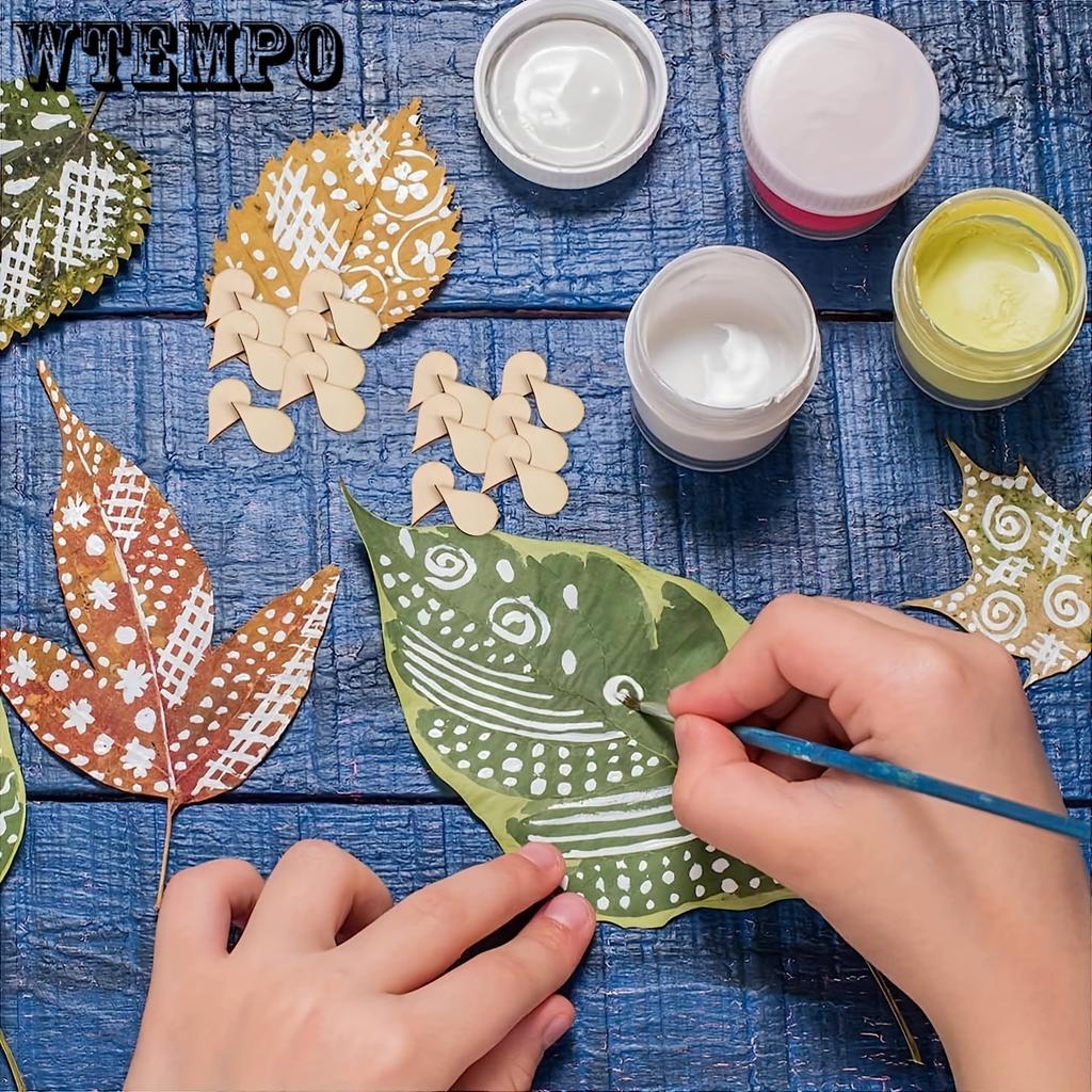 40pcs Wooden Teardrop Shape Wood, Wood Teardrop Blanks DIY Craft Wood Embellishments Ornaments, Water Drop Shape Wood Piece, Disc Wood Chips Earrings