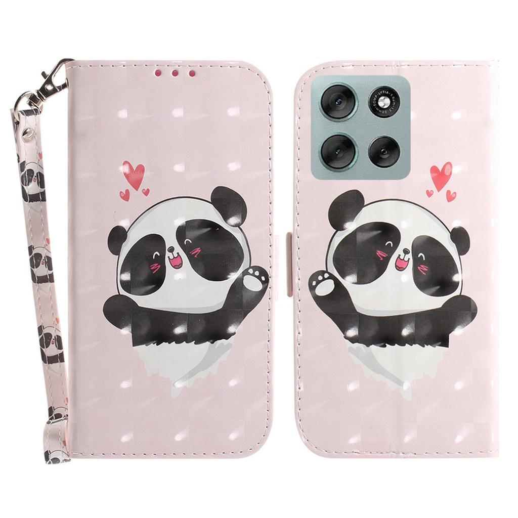 Для Motorola Moto G56 5G Чехол с принтом, кожаный кошелек, чехол для телефона с ремешком на запястье