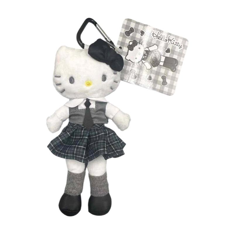Sanrio Don Quixote Limited HELLO Keychain Plush Small Size High kitty dark green plaid skirt JK pendant