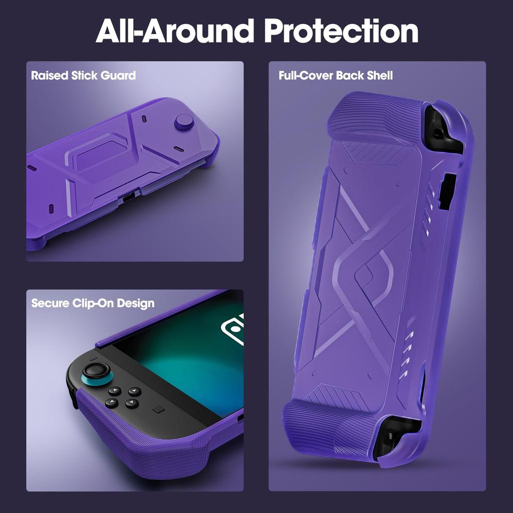 ProCase Nintendo Switch 2 Protective Case with Detachable Front Shock Scratch Easy Ergonomic Handheld Hard Shell Purple (2025 Release) Cover,