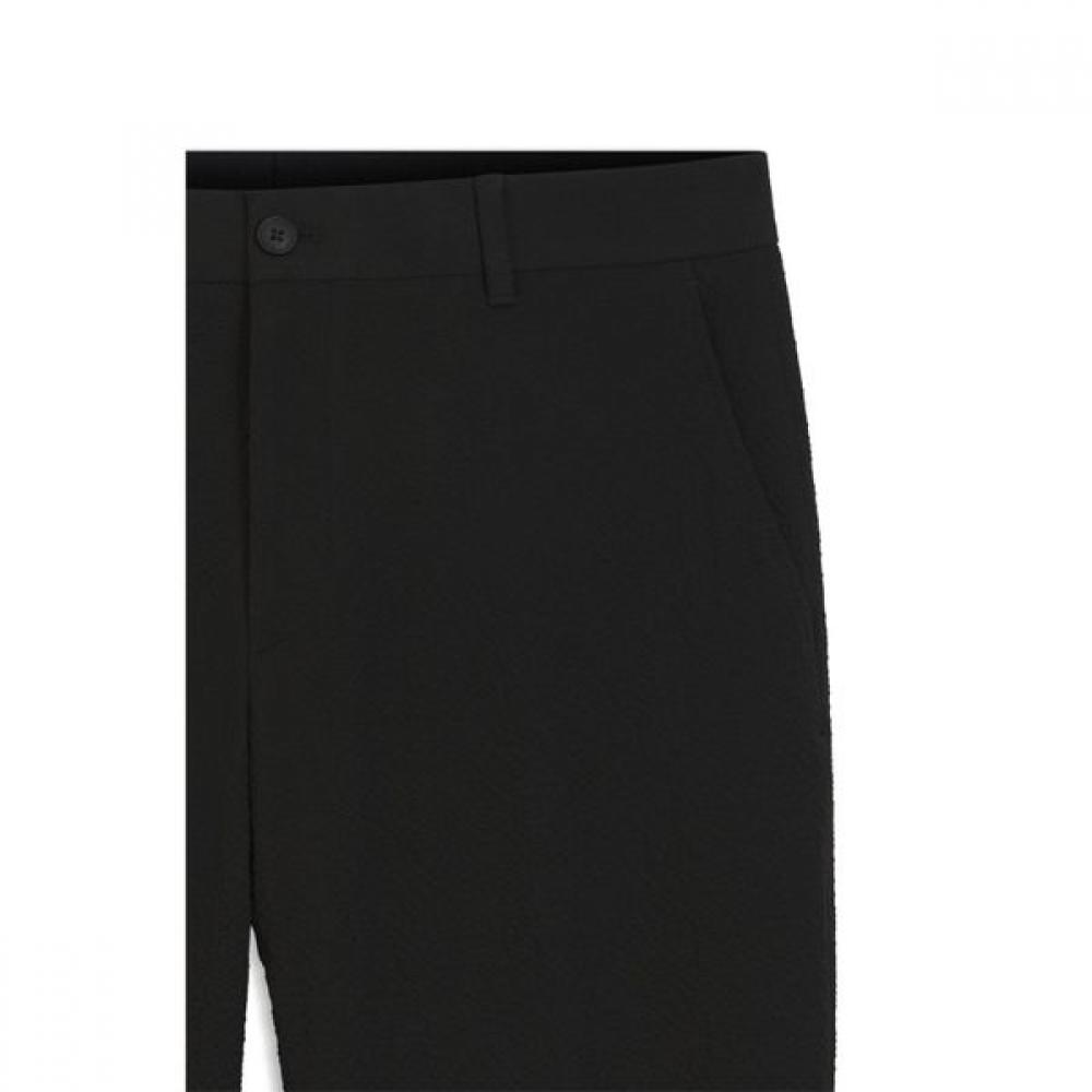 Boss Cotton Seersucker Pants Tapered Fit Black 50561904001 