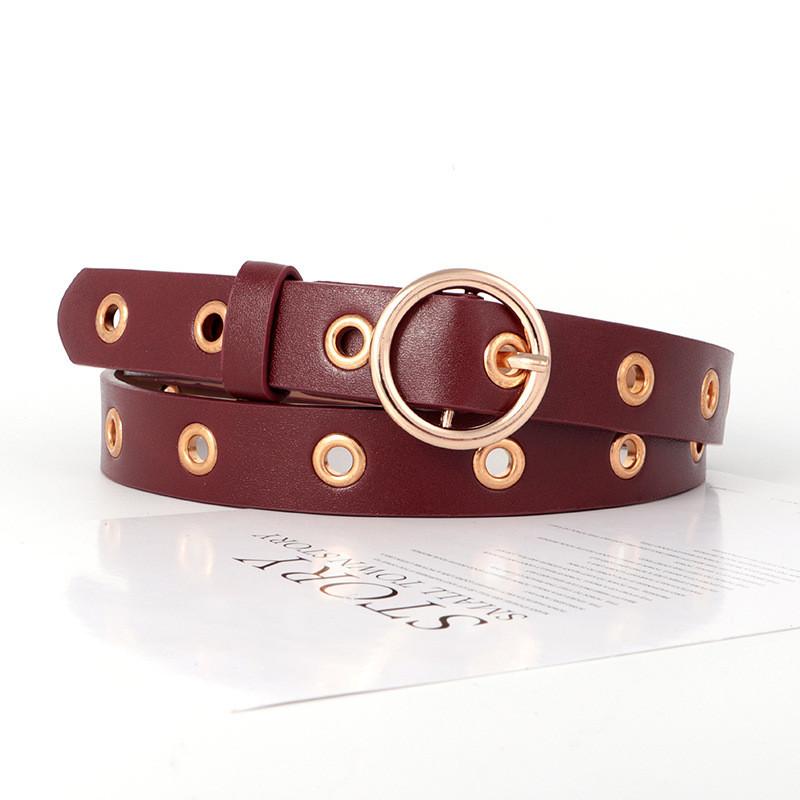 Versatile Leather Pu Belt For Women With Punching Detail And Buckle Metal