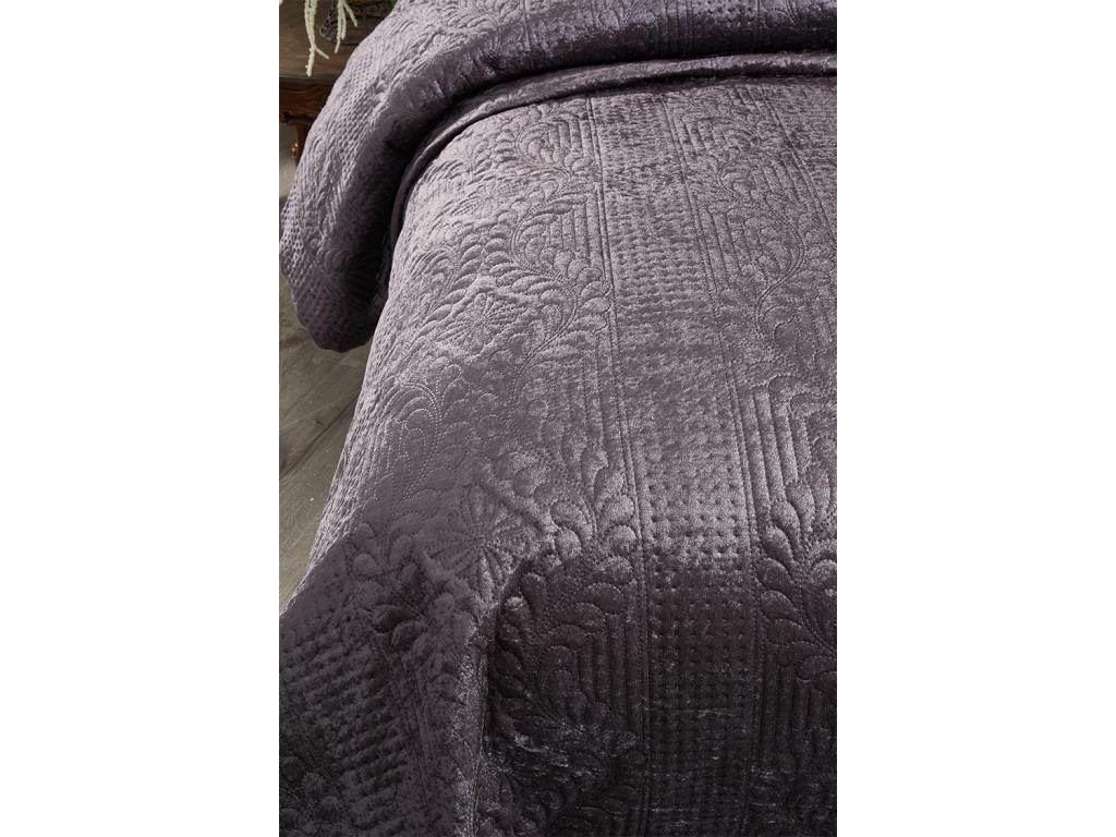 Velica Velvet Комплект постельного белья 3шт, Покрывало 250x260, Наволочка 50x70, Двойной размер, Queen, Антрацит