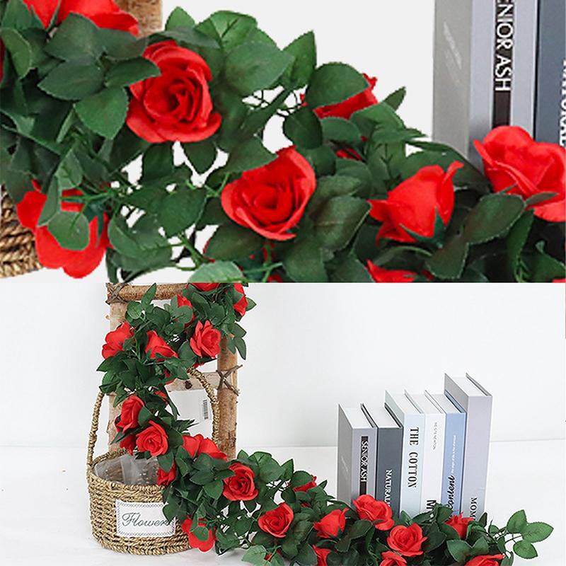 Виноградная лоза, шелковые искусственные розы, цветы для стены, рождественские искусственные растения из ротанга, гирлянда из листьев, романтическое свадебное украшение для дома