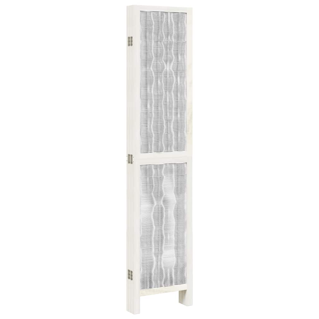 6 Piece Room Divider White Solid Paulownia Wood