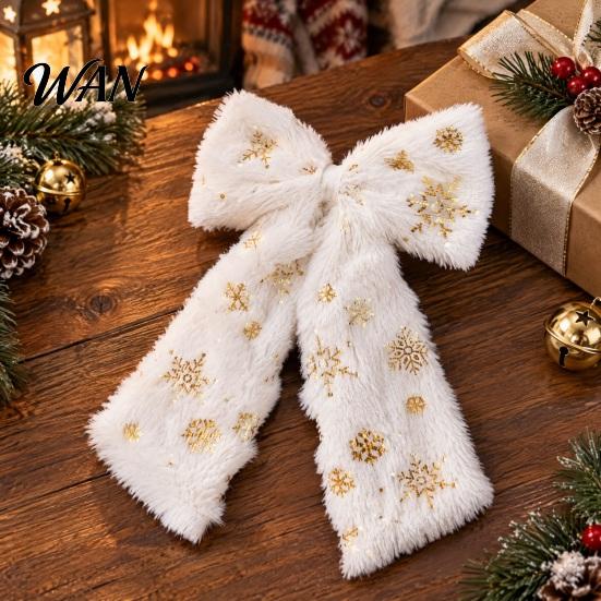 Holiday Hair Accessories for Women Christmas Plush Bow Clip Women, Snowflake Tree Double Versatile Clips Daily Wear Ribbon Hairpin, Festive Accessory