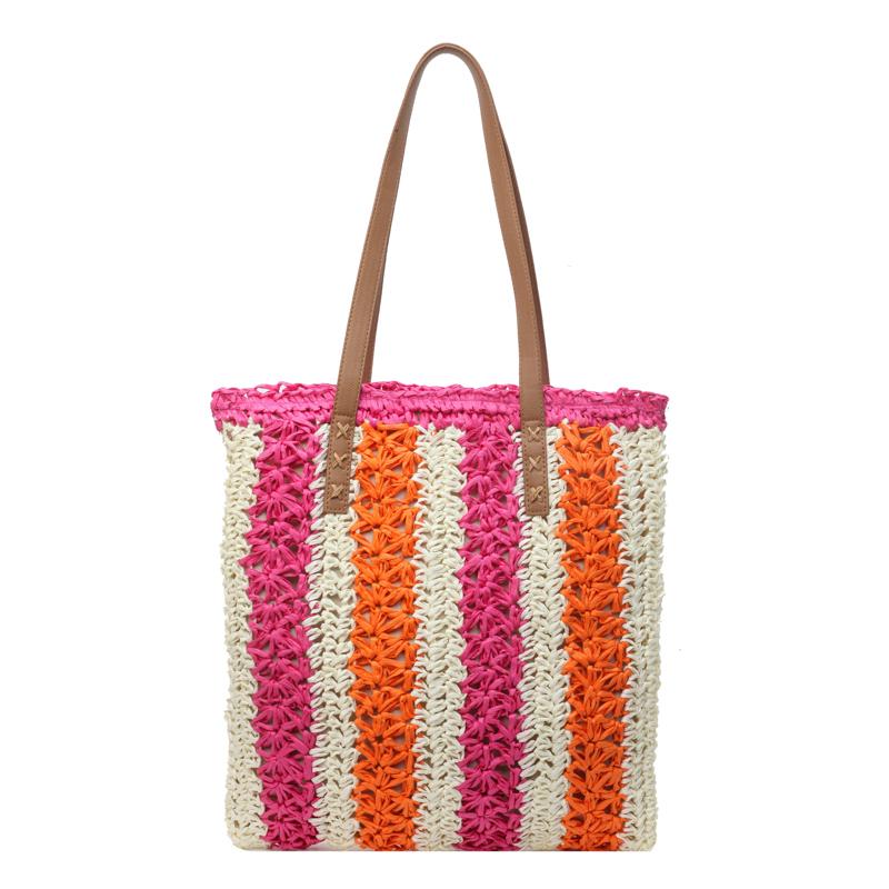 Соломенная сумка большой емкости, женская сумка для подмышек, полосатая сумка-тоут