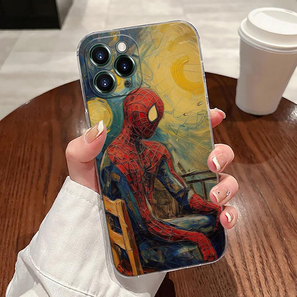 Marvel Oil Painting Transparent Phone Case For iPhone 17 Pro Max 17E 11 12 13 14 15 16 Pro Max Plus 17 Air 16E 7 XS Soft Cover