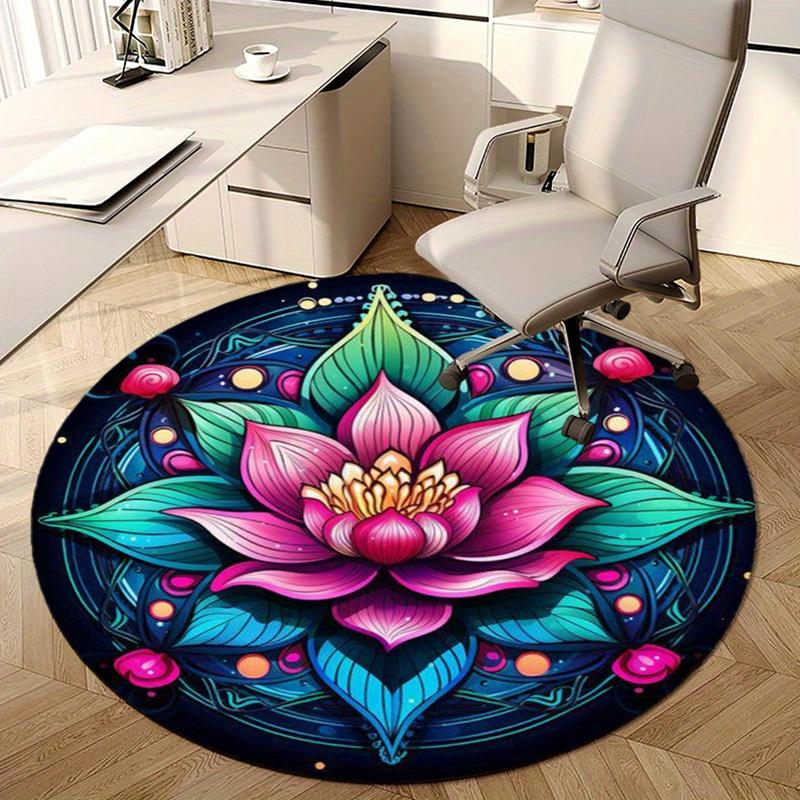 Lotus Flower Tattoo Unveil Your Inner Beauty Round Rug Nonslip Area Rug Office Chair Mat Carpet For Living Room Bedroom Home Decor