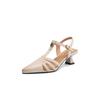 Fashion 2025 Summer Genuine Leather Sandals for Women Covered Pointed Toe Chunky Heel Ladies Elegant Dress Sandals Leisure Ladies Shoes