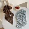Lazy Wind Premium Retro Brown Polka Dot Long Light Luxury Tie Bag Long Hair Belt Chiffon Silk Scarf Vacation Scarf