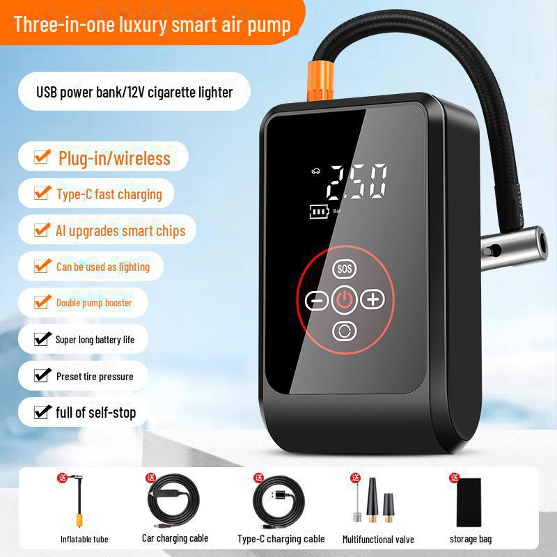 Мини портативный беспроводной цифровой автомобильный насос для накачки шин