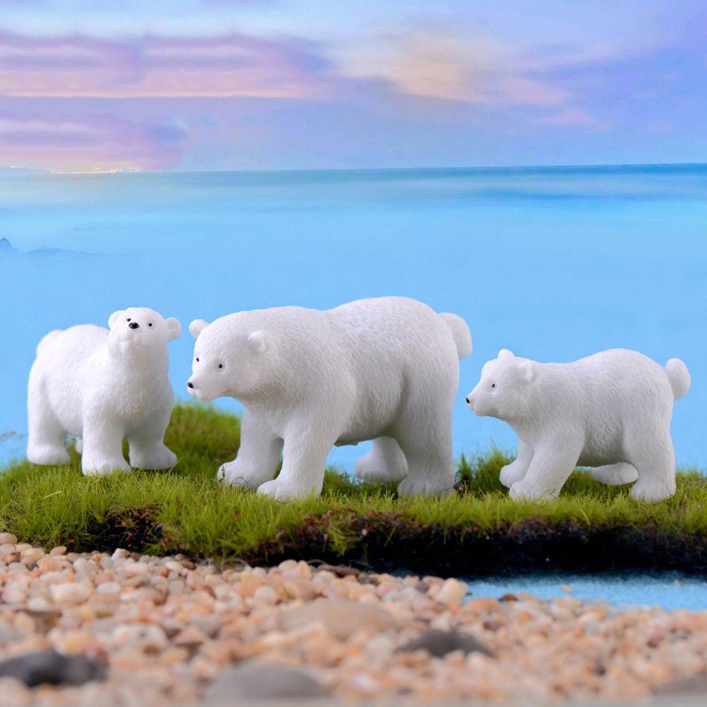 1 PC Mini Fairy Garden Model Animal Polar Bear Figurines Miniatures Simulation White Bear