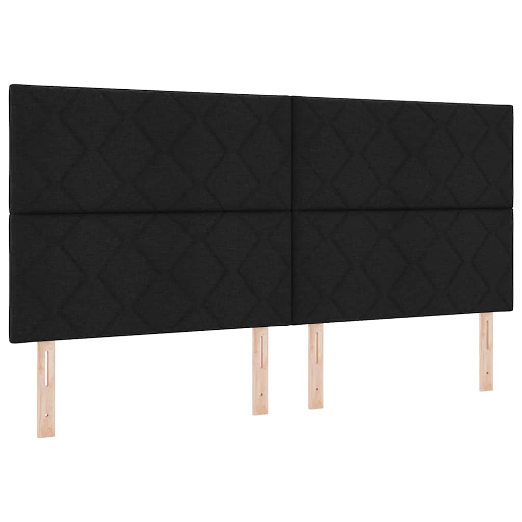 Black Bed Frame with Headboard 200 x 200 cm Fabric