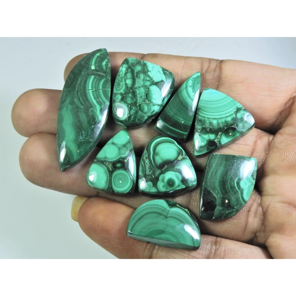 174 карата. Кольцо из натурального зеленого малахита, размер, фантазийный кабошон, драгоценный камень, лот из 08 шт., C-250