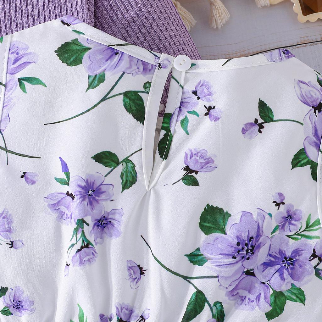 Children's 2-8Y Skirts Spring and Autumn Models Baby Colorful Halter Dress + Solid Color Jacket Fashion Baby Suit