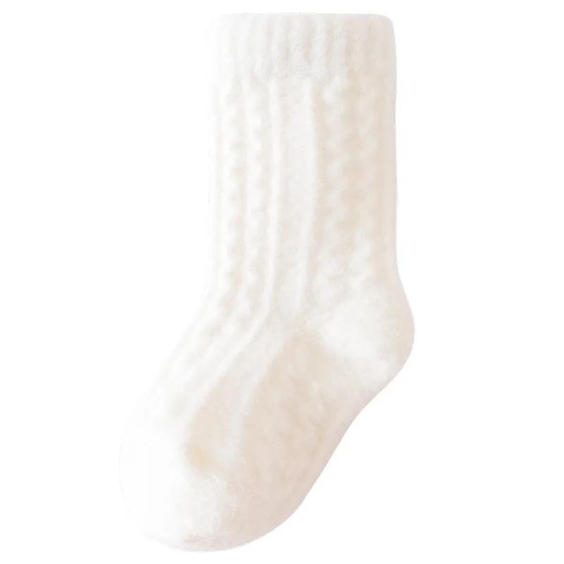 Зимние утолщенные теплые носки для новорожденных, детские гетры, однотонные носки для младенцев, детские спальные носки