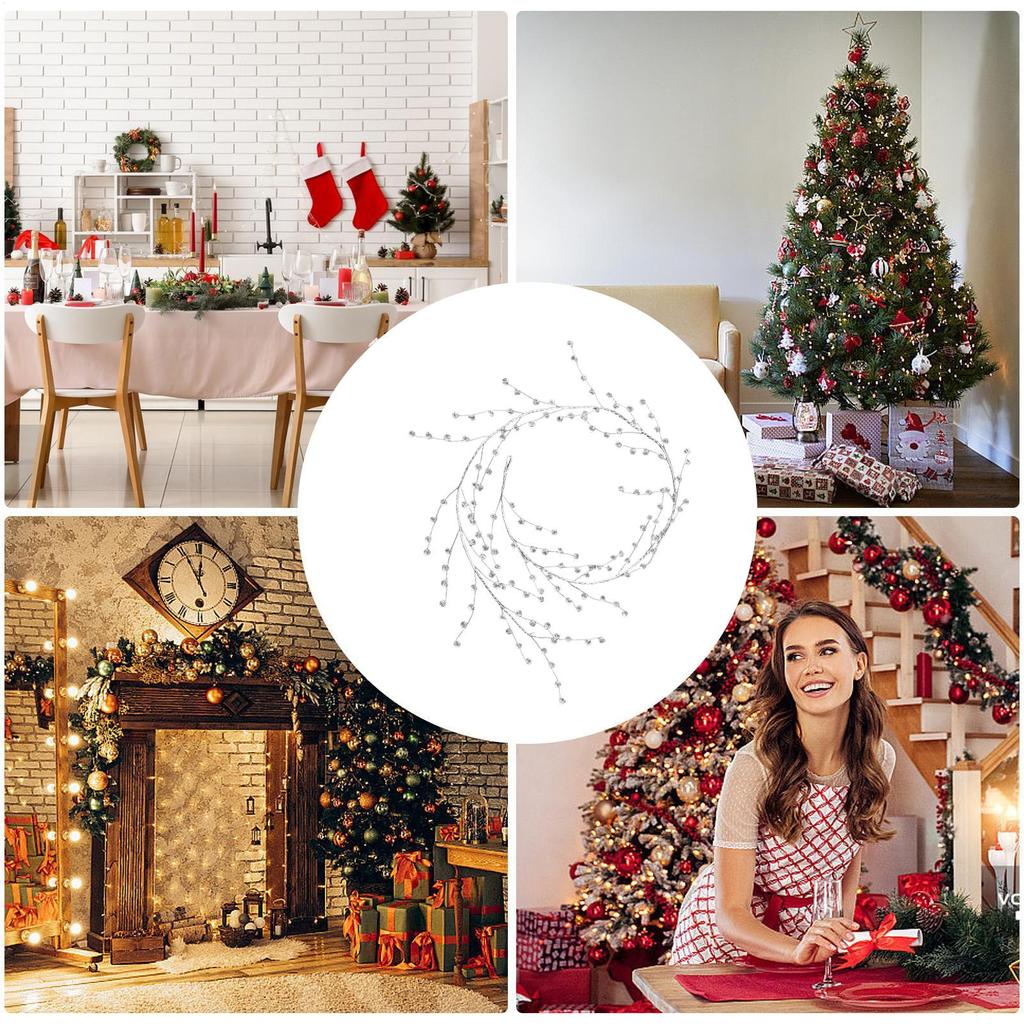 Crystal Garland For Christmas Tree Sparkling Pendant Realistic Decorations Bead Garland For Outdoor Chandelier Mantel Porch