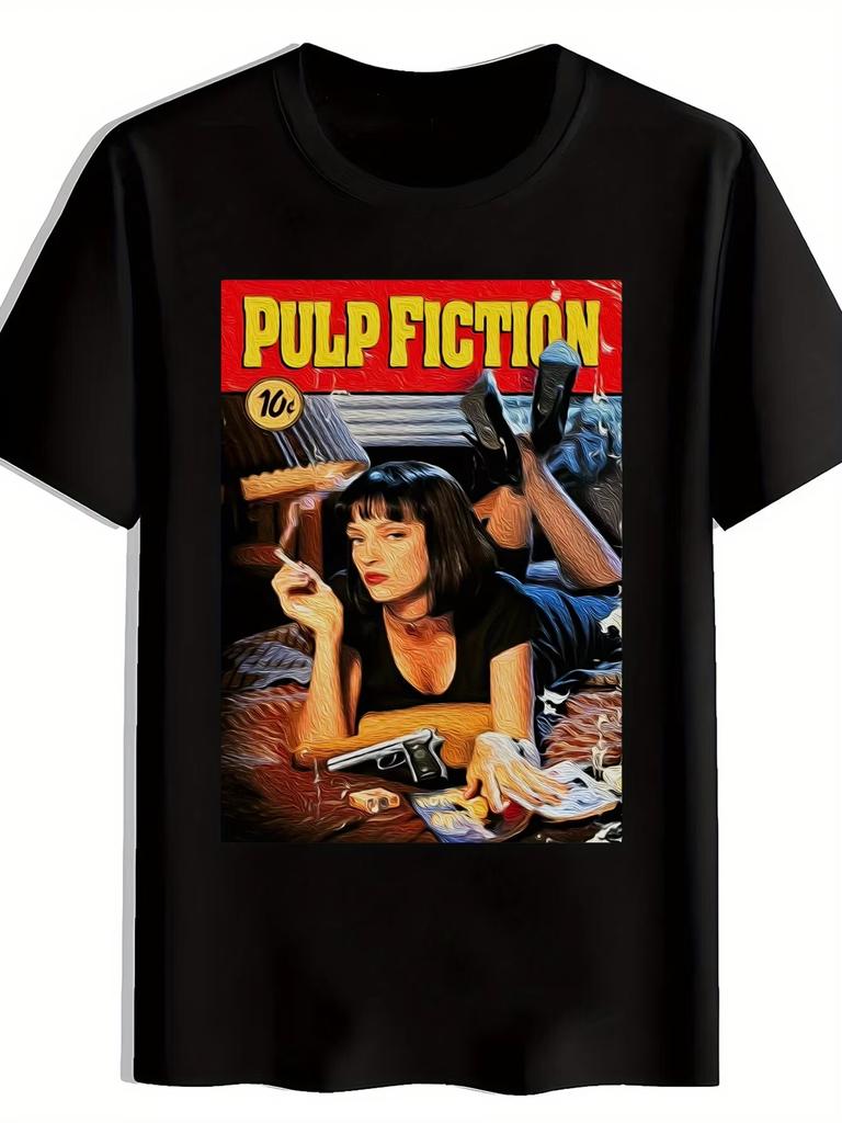 2026 Summer New Men's "Pulp Fiction" Pattern High-quality, Comfortable and Casual Printed Men's T-shirt