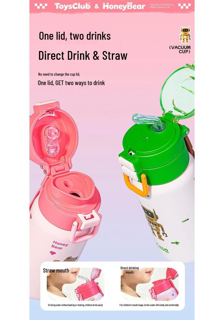 Xile Girls' Stainless Steel Insulated Straw Cup: Stylish, Portable, Large-Capacity, Ideal for Students