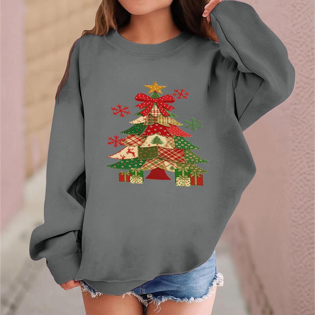 Детский модный повседневный пуловер с длинными рукавами и свободного кроя с рождественским принтом