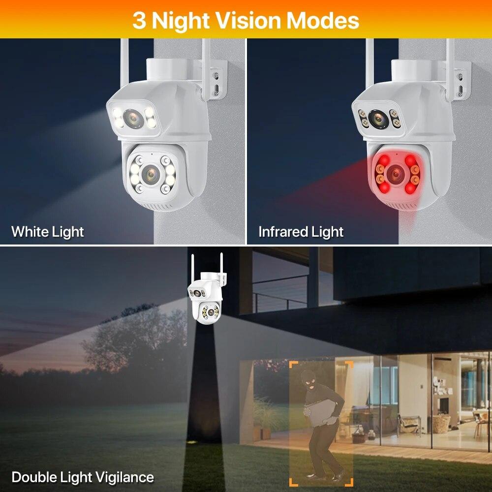 2024 New WIFI IP Camera 8MP 4K Dual-Lens PTZ Camera Human Detect 4MP Security CCTV Camera Night Vision Outdoor Video Surveillance iCSee