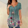 Women Tunic Tops Dressy Casual Summer Short Sleeve Shirts Loose Fit Pleated Boho Top