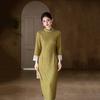 Green national style new Chinese Suzhou long-sleeved autumn cheongsam improved young 1011 new women's high-end feeling spring and autumn