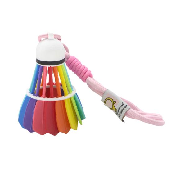 3D Printed Rainbow Badminton Ornament Hand-Assembled Badminton Keychain Backpack Hanging Decoration Bag Purse Charm Badminton Enthusiasts Gift