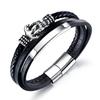 Европейская и американская мода, горячо продаваемый браслет с якорем, мужской браслет из черной кожи, многослойный плетеный ретро мужской браслет