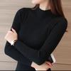 ITOOLIN Autumn Women Mock Neck Ruffles Sweater Long Sleeve Knitted Bottoming Solid Pullovers Stripe For Women Casual Sweater
