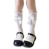 2Pcs Girls Socks Wavy Lace Hollow Mesh Lovely Good Breathability Comfortable Daily Wear Spandex Bowknot Design Japanese JK Socks Party Supply