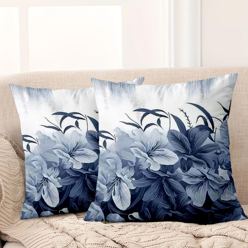1 pieces -2D flat printing Blue and White Floral Patterned Decorative Throw Pillows Polyester pillowcase, sofa  cushion cov