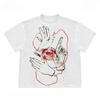 Hand-draw Hands and Eyes Graphic Print Autumn Pure Cotton Men's and Women's T-shirt Short Sleeve Street Fashion Trend Clothing