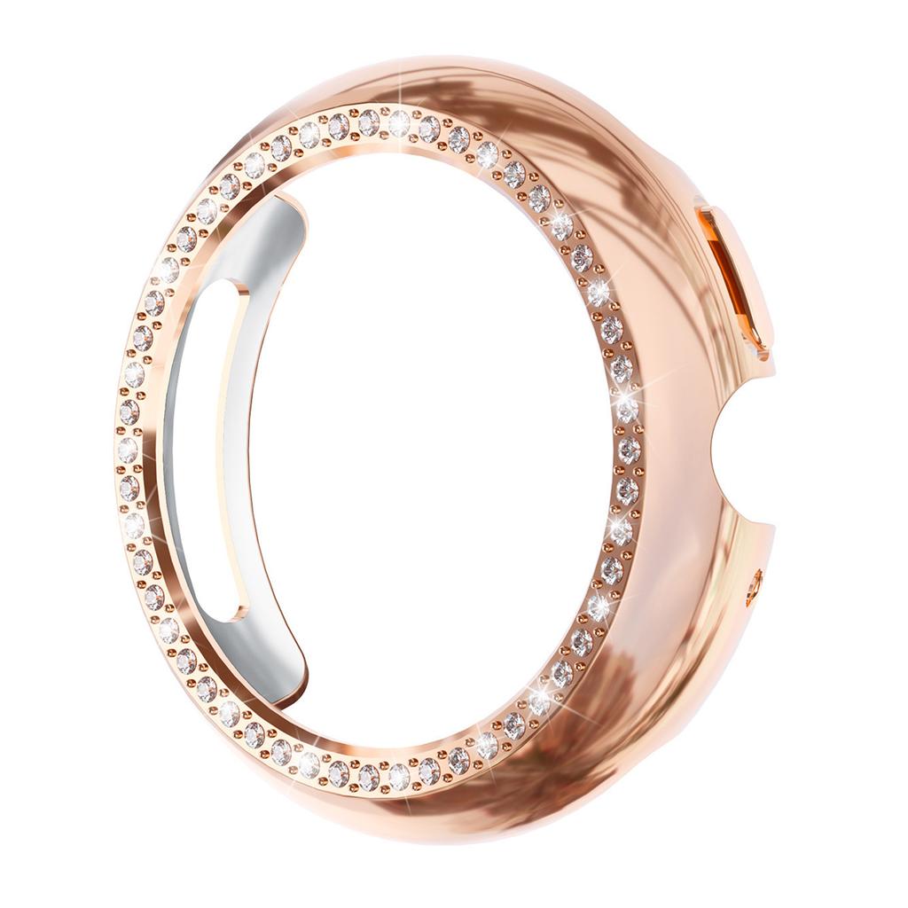 For Google Pixel Watch 4 41mm Case Single Row Rhinestone Decorative Hollow Design PC Watch Cover