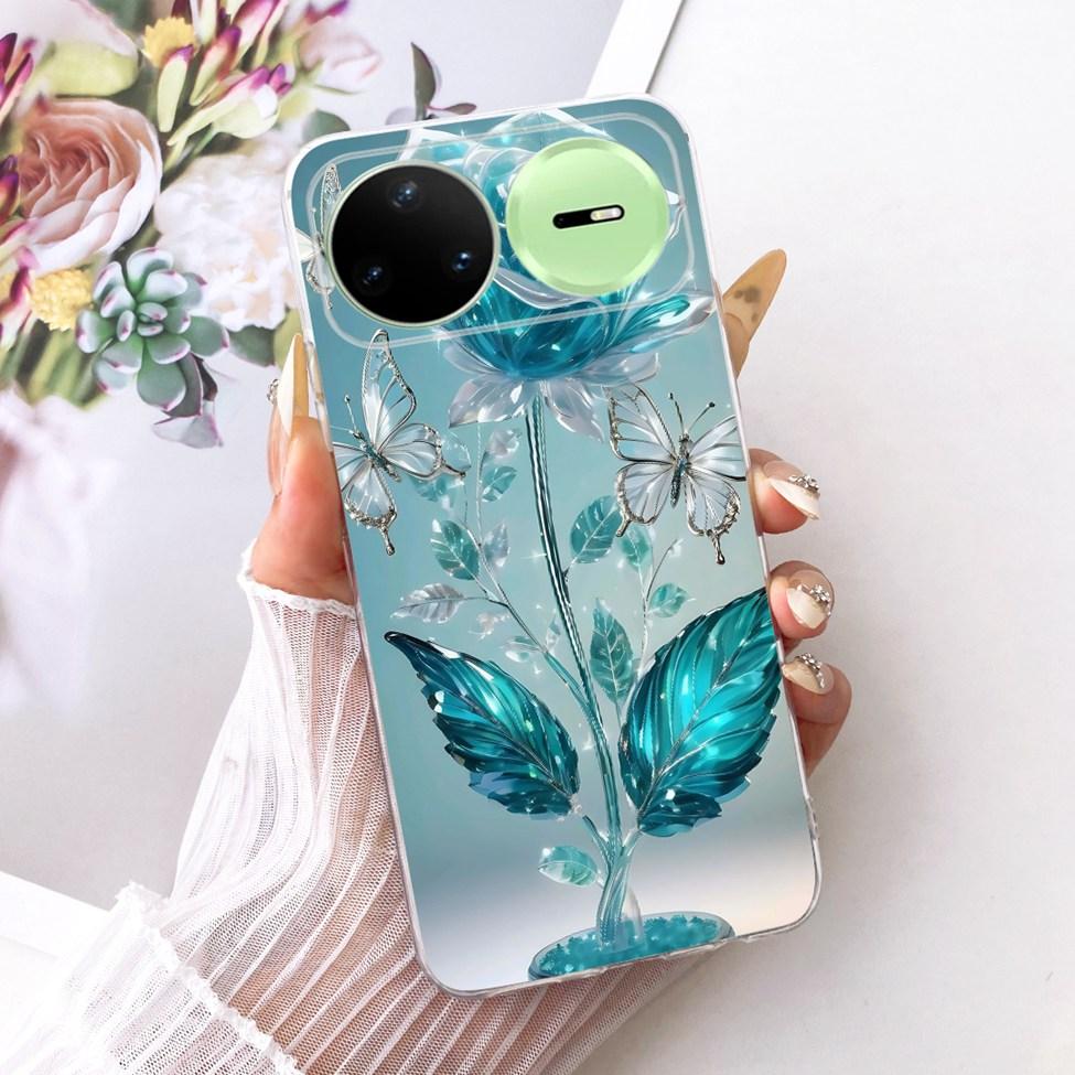 Прозрачный чехол-крышка для Huawei Nova 15 Pro, милый котик, модные цветы, роскошный окрашенный корпус для Huawei KLE-AL00U