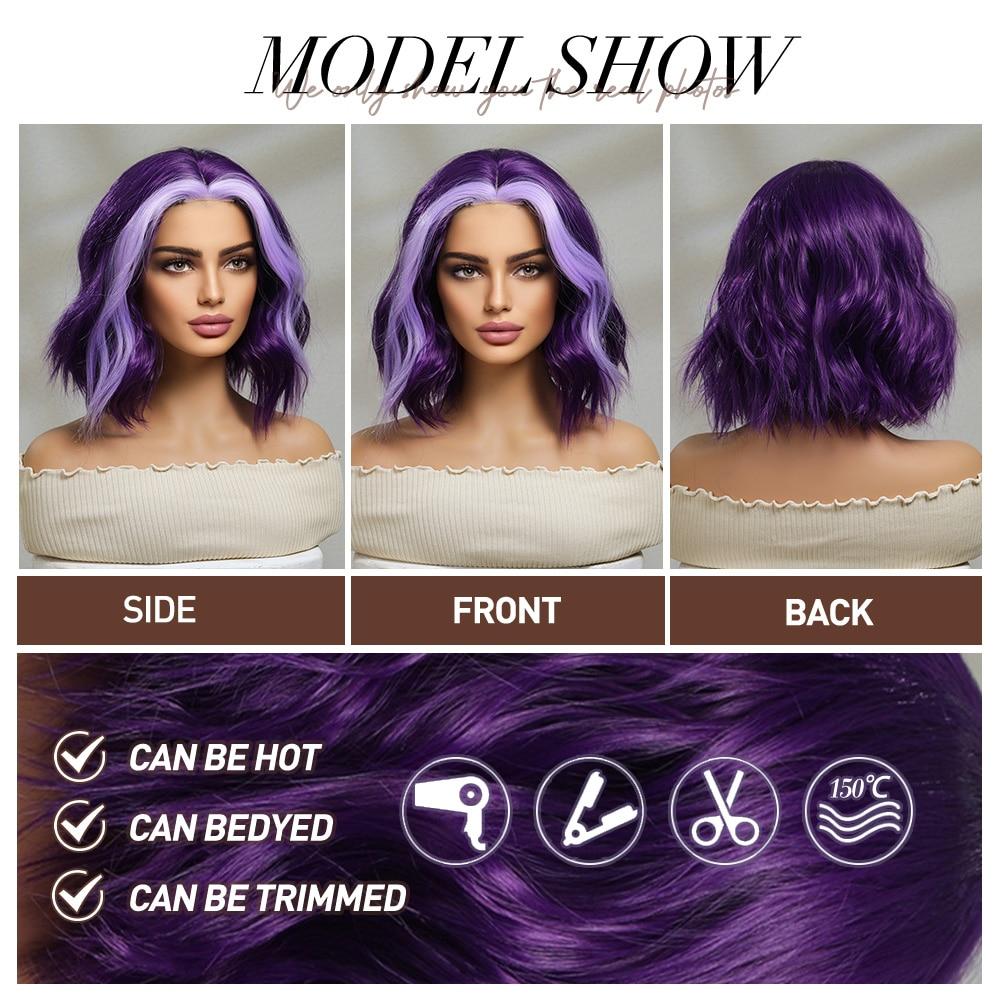 Фиолетовый парик Лолита, женские вьющиеся, женские короткие парики для вечеринки, Хэллоуина, косплей, парик, инструменты для макияжа, высококачественные синтетические волосы