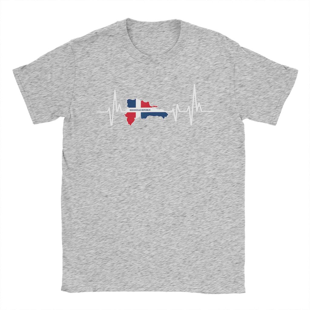 Heartbeat Design Dominican Republic Flag T Shirt Summer T Shirts Unisex 100 Cotton Oversized Clothing ShortSleeve Streetwear Tops