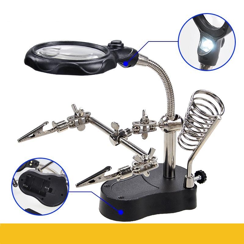 Подставка для утюга с увеличительным стеклом для сварки, зажим-зажим, третья рука, настольная лупа, инструмент для ремонта пайки
