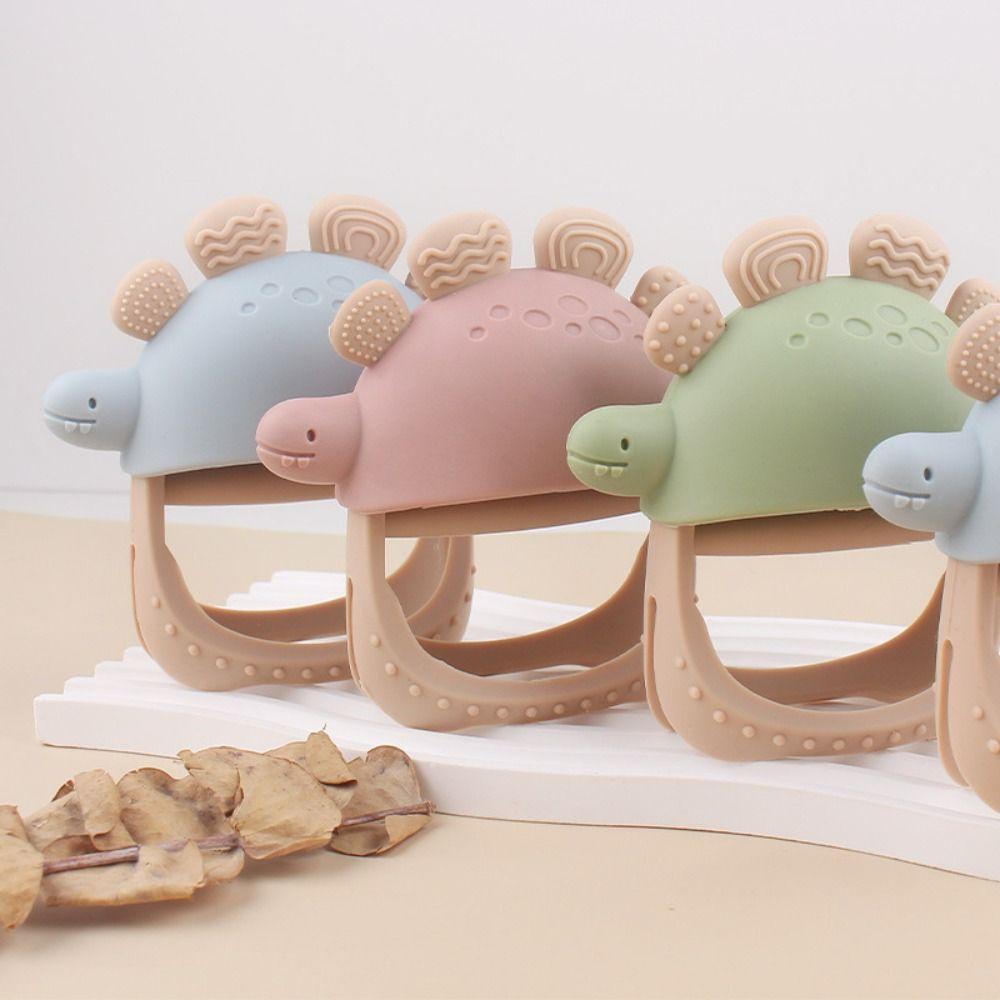 Wood Baby Teething Toy Detachable Infant Chew Toy Durable Dinosaur Teether Toy Sensory Play