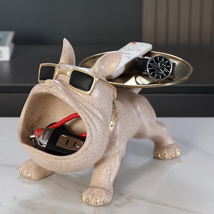 Creative Bulldog Enters The Door, Puts The Key In The Ornament, Porch Shoe Cabinet Storage Box, Home Decoration